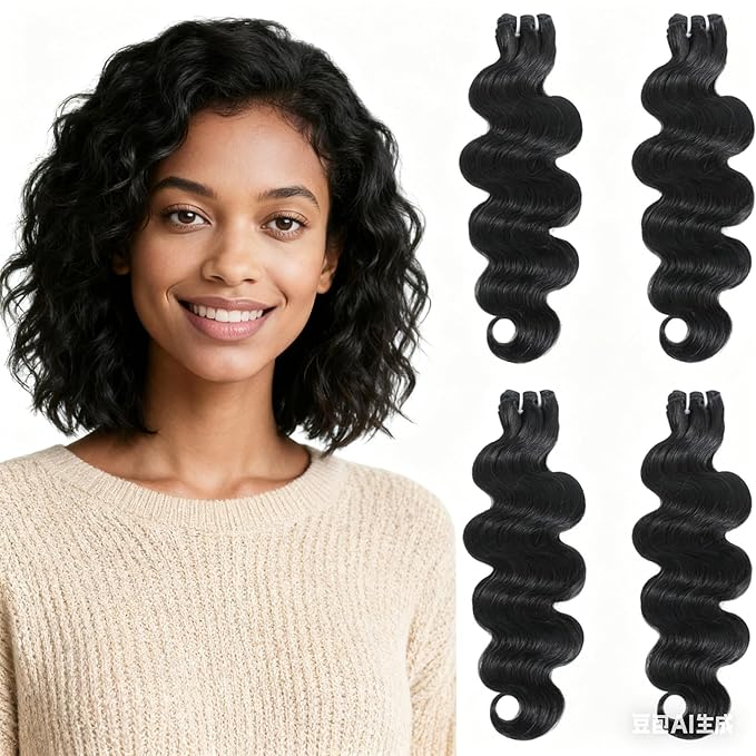 12A Brazilian Virgin Human Hair Body Wave 4 Bundles (12-12-12-12 Inch) – Unprocessed, Natural Black, Quick Weave for Occasion & Daily Looks