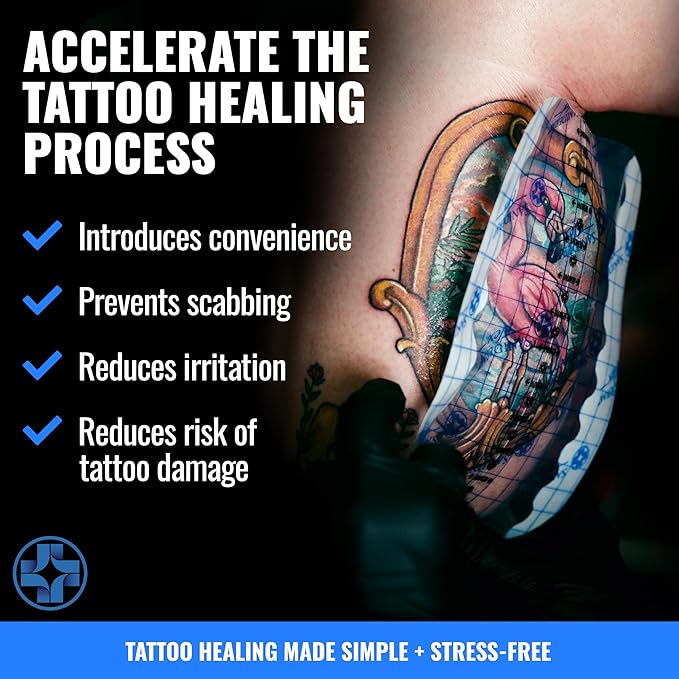 Saniderm Flex Tattoo Aftercare Bandage (New) (Personal Roll, 10.2 in x 2 yd) – Faster Tatoo Healing and Protection – Sterile, Waterproof, Flexible, Latex-Free, Tattoo Aftercare Wrap – Matte Finish