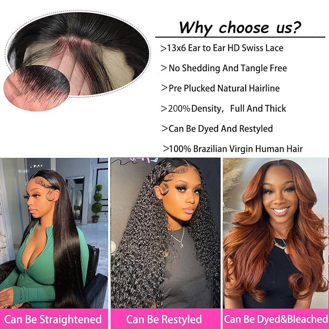 200% Density 13x6 Body Wave Wig, 100% Human Hair, [2-year life], 30 Inch Skinlike HD Lace Front Wigs Human Hair Pre Plucked for Women with Baby Hair, Free Part