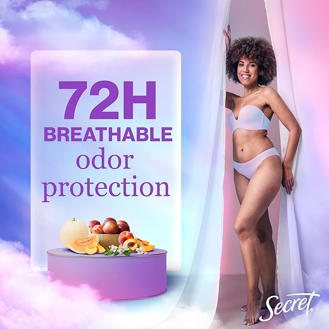 Secret Fresh Antiperspirant Deodorant for Women, 72hr Breathable Sweat & Odor Protection, Instant Freshness & Gentle, PH Balancing Minerals, Clear Gel, Sweet Nectarine Scent, 2.6 oz