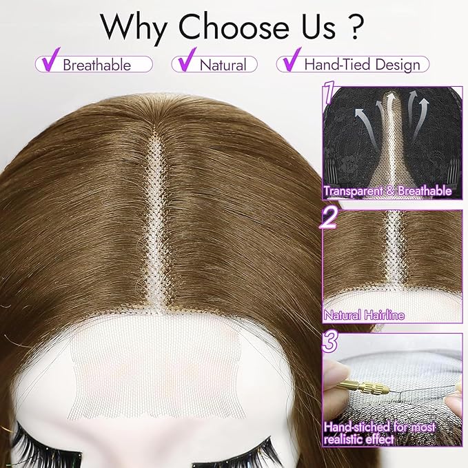 Light Ash Brown Short Wavy Wig for Women Lace Hairline Bob Style Synthetic Heat Resistant - Natural Appearance for Everyday Hairstyle 14 Inch