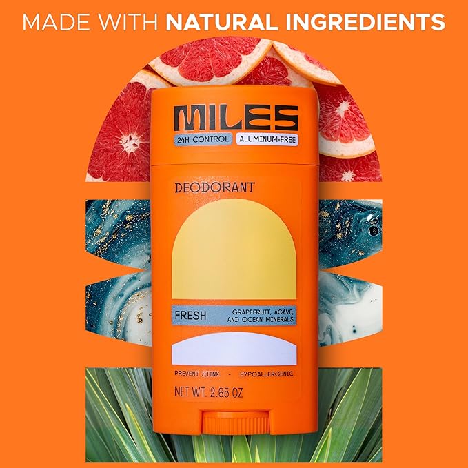 Miles Kids Deodorant for Boys and Girls - Aluminum Free Deodorant for Kids and Teens, Natural, Hypoallergenic, Made in USA - Fresh Scent, 1-Pack