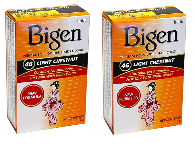 Bigen Powder Hair Color #46 Light Chestnut 0.21oz (2 Pack)