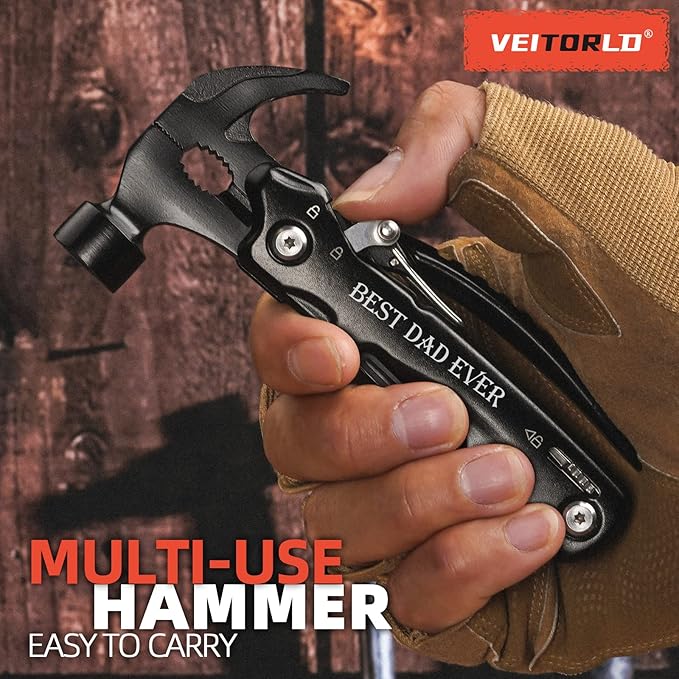 VEITORLD Gifts for Dad from Daughter Son, All in One Tools Hammer Multitool, Stocking Stuffers for Dad Who Wants Nothing, Christmas Birthday Gift Ideas for Men Father, Cool Gadgets, Presents for Dad