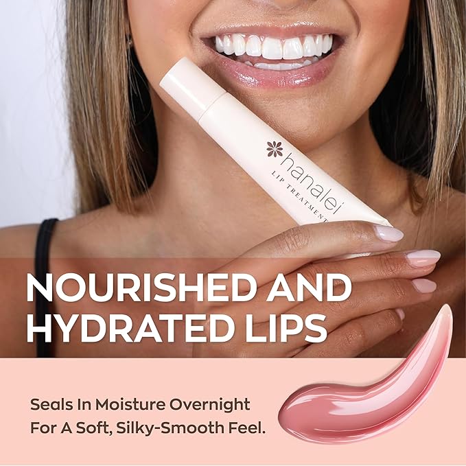 Hanalei Lip Treatment for Dry, Chapped Lips – Intensive Overnight Moisturizer with Kukui Oil, Shea Butter & Grapeseed Oil – Hydrating Balm for Healing Cracks – Clear Tint, Full-Size 15g – Cruelty-Free