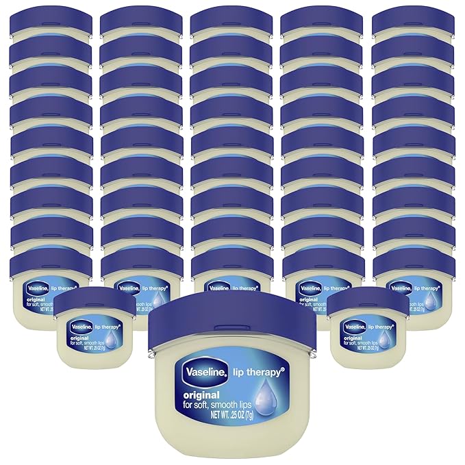 Vaseline Lip Therapy Original Mini Counter Display 2-Packs (48 Jars) – Bulk Lip Balm, Moisturizer for Soft, Smooth & Glossy Lips, 0.25 Oz Ea