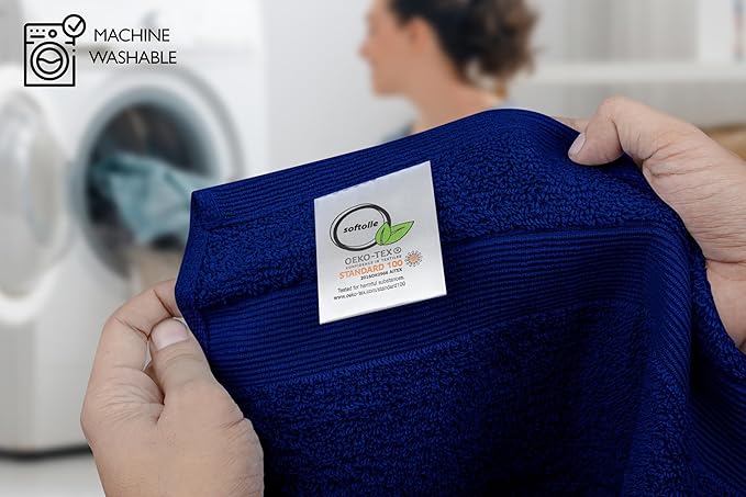 Premium Wash Cloths Pack of 12 (13" x 13") 100% Ring Spun Cotton | Luxury Washcloths | Ultra Soft Face Towels | Highly Absorbent Wash Cloths for face (Royal Blue)
