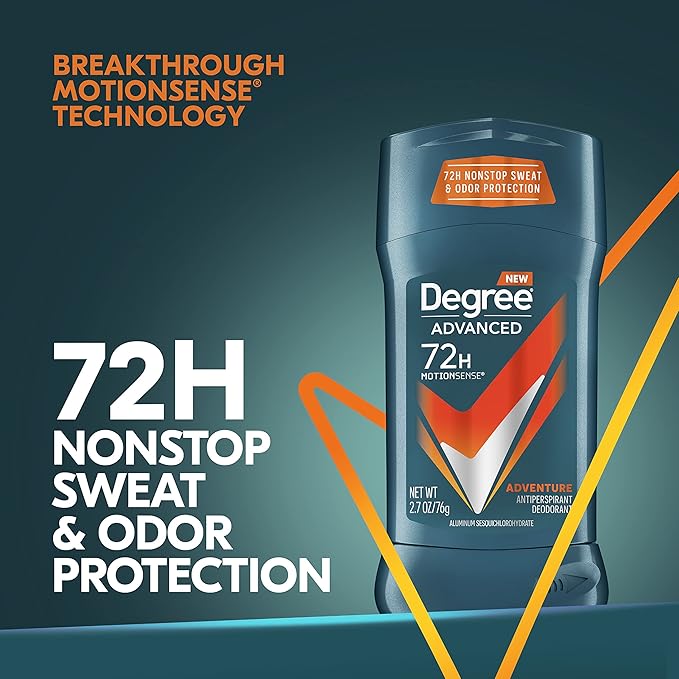 Degree Men Antiperspirant Deodorant Adventure Antiperspirant For Men With MotionSense Technology 2.7 oz, Pack of 4