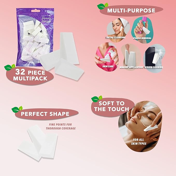 Earth & I - 32 pc *PRE-CUT* Cosmetic Wedges for Makeup, Triangle makeup sponge, Disposable makeup sponges, Make up wedges sponges, ombre sponge for nails, face painting sponges, makeup wedges forpro