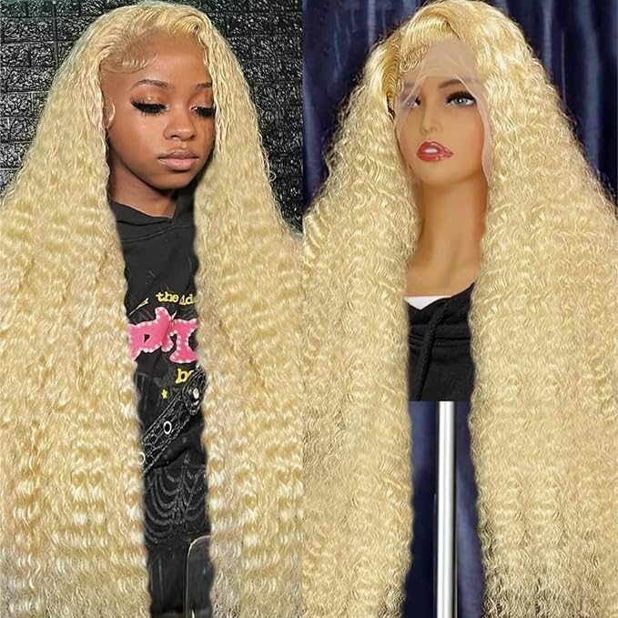 36 Inch 613 Lace Front Wig Human Hair 613 13x6 Deep Wave HD Lace Front Wigs Human Hair 200% Density Blonde Wig Human Hair Pre Plucked for Women