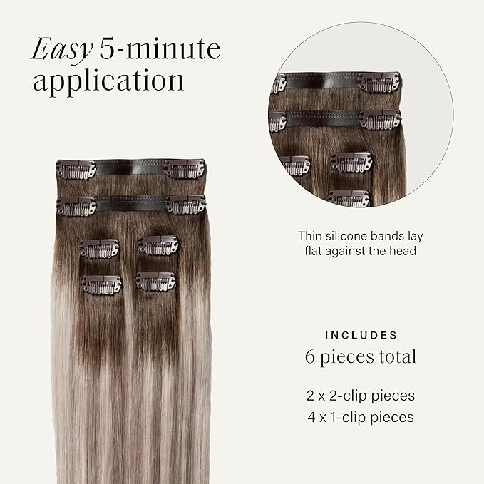 Luxy 100% Remy Human Hair Extensions for Thin Hair Thinning Hair Fill-Ins – 6 Seamless Wefts Multi-Dimensional Color Blend- Natural-Looking Volume & Coverage 95 grams 20