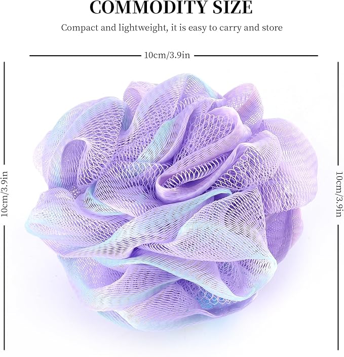 Mini Shower Loofah 20 Pack for Travel Portable Bath Sponge Puff Quick Lather Durable Mesh Gentle Exfoliation for All Ages Small Size Ideal for Home, Gym, or on The Go