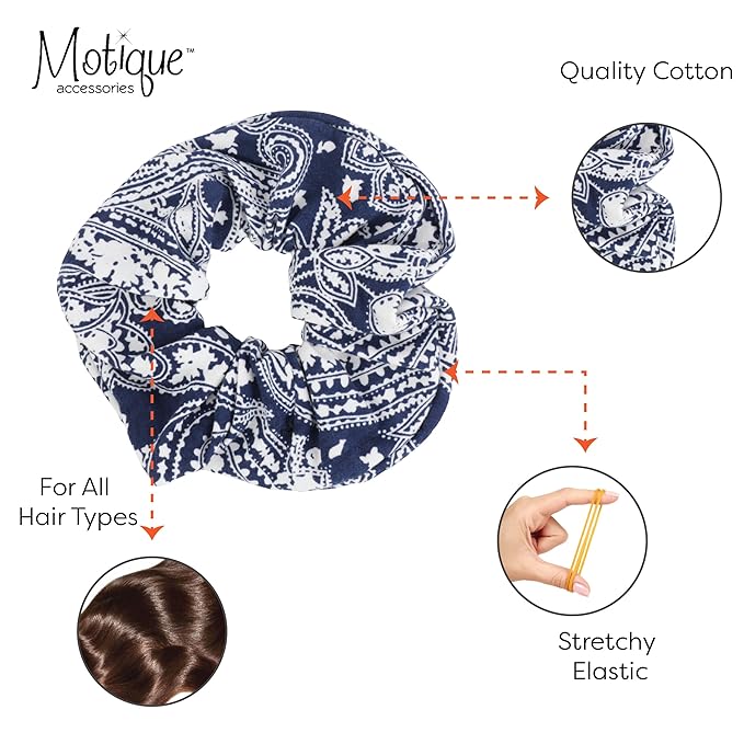 Soft Paisley Scrunchy - Dark Blue