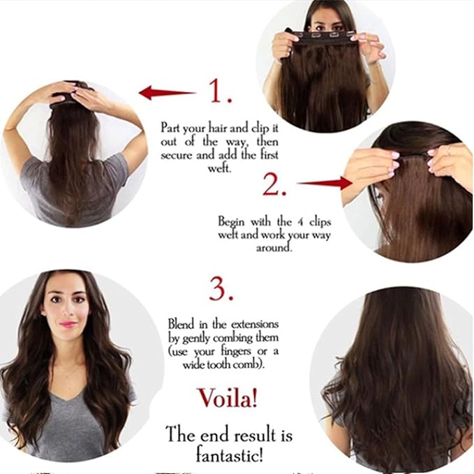 S-noilite Elegant 30"(76cm) Longest Curly Dark Black 3/4 Full Head One Piece 5 Clips Clip in Hair Extensions Sexy Lady Fashion Choice Quality Guarantee