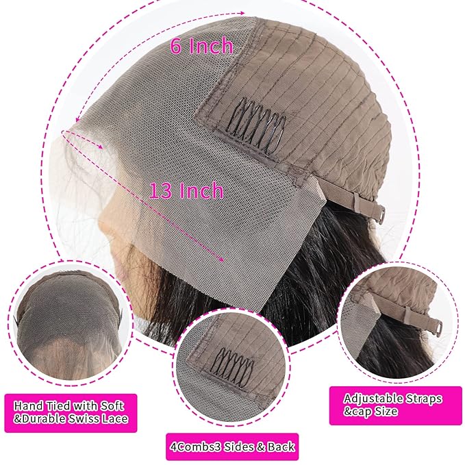 Aicrelery Lace Front Wigs Human Hair Body Wave 13x6 HD Lace Frontal Wigs 180 Density for Black Women Pre plucked with Baby Hair Bleached Knots (22 Inch, Natural Color)