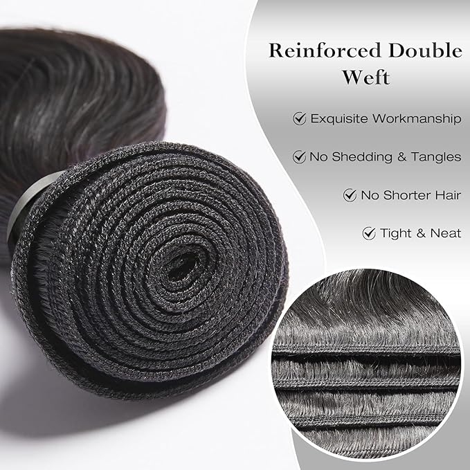 ASHINE Human Hair Bundles Body Wave Straight, Unprocessed Cambodian Raw Hair Bundles for Women Natural Black 20 22 24 Inch, Keep Soft and Silky After Multiple Washes