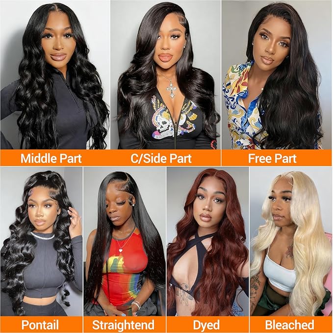 13x4 HD Lace Front Wigs Human Hair 22 Inch Natural Black Body Wave Human Hair Wig 200 Density 12A Glueless Wigs Lace Front Wigs Pre Plucked Glueless Frontal Wig for Women