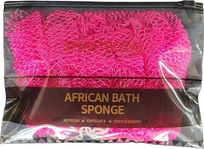 African Net Sponge Authentic, Loofah Exfoliating Body Scrubber Bath Sponge, African Exfoliating Net Sponge Back Scrubber Washcloth for Shower, Body Care Bathing Accessories (Rose Red)