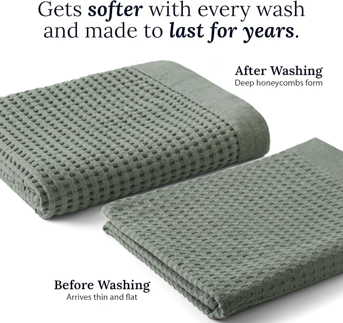 GILDEN TREE Waffle Bath Sheet Quick Dry Towel, Thin Luxury Bath Towels, 40x80 Large Bath Towels 2 Pack Bath Sheets, Modern Style (Slate)