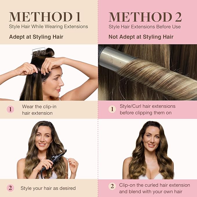 GOO GOO Clip in Hair Extensions Real Human Hair, Remy Human Hair Extensions Clip ins for Women, Natural Human Hair, 22 Inch 140g 7Pcs, 4/27/4 Balayage Chocolate Brown to Caramel Blonde