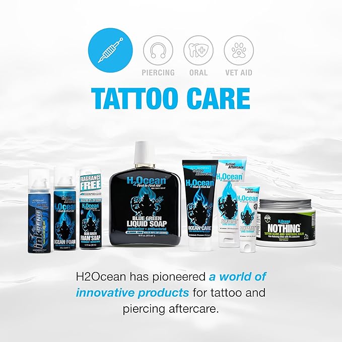 H2Ocean Ocean Foam Tattoo Aftercare, Water Based Ink Sealer & Skin Moisturizer 2oz