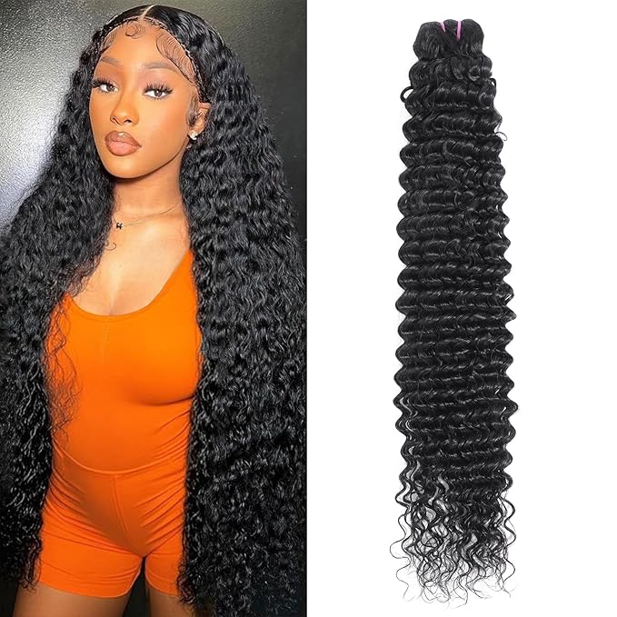 15A Raw Indian Human Hair Bundles Deep Wave Bundles Human Hair,Triple Lifespan Virgin Remy Hair,No Tangle Shedding,Keep Texture Silky Soft After Multiple Washes (1 Bundle Deep wave, 20 Inch)