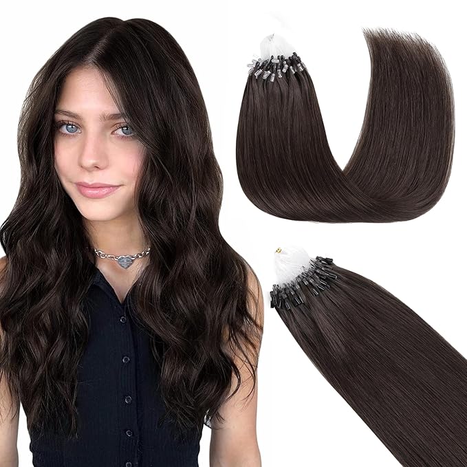 GOO GOO Micro Link Tip Hair Extensions, Real Human Hair, 14inch 50g 50S, Cold Fusion, Invisible Remy, 2A Light Brown