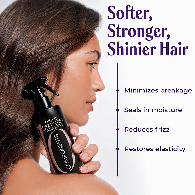 Night Repair Treatment for Hair | Hydrating Overnight Hair Mask with Hydrolyzed Keratin and Aloe Vera | Strengthens, Restores Shine, and Reduces Frizz | Leave In, No Rinse Needed, 8.4 fl oz