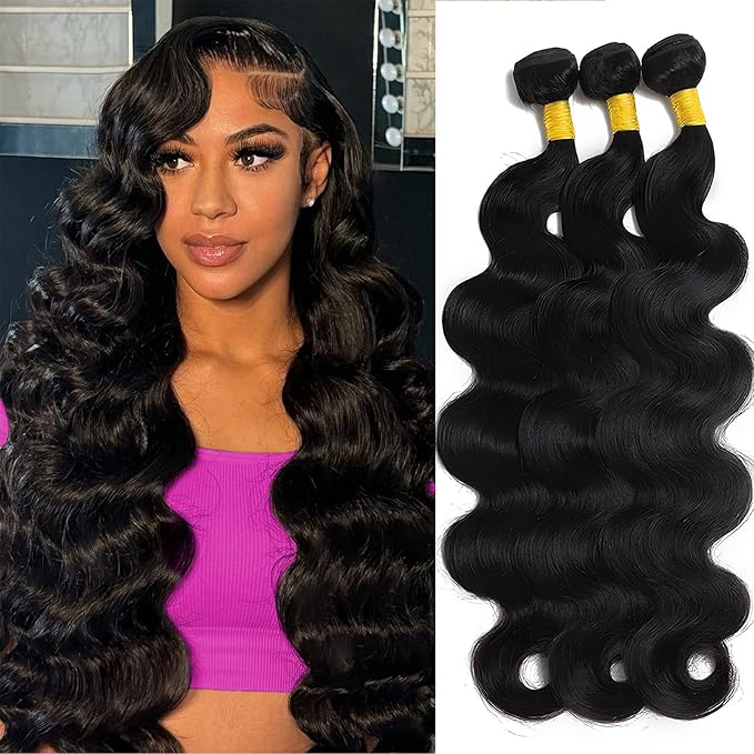 14A Brazilian Body Wave Bundles Human Hair 28 30 32 Inch 100% Real Raw Virgin Human Hair Bundles Body Wave 3 Bundles Human Hair Extension Natural Color（28 30 32）
