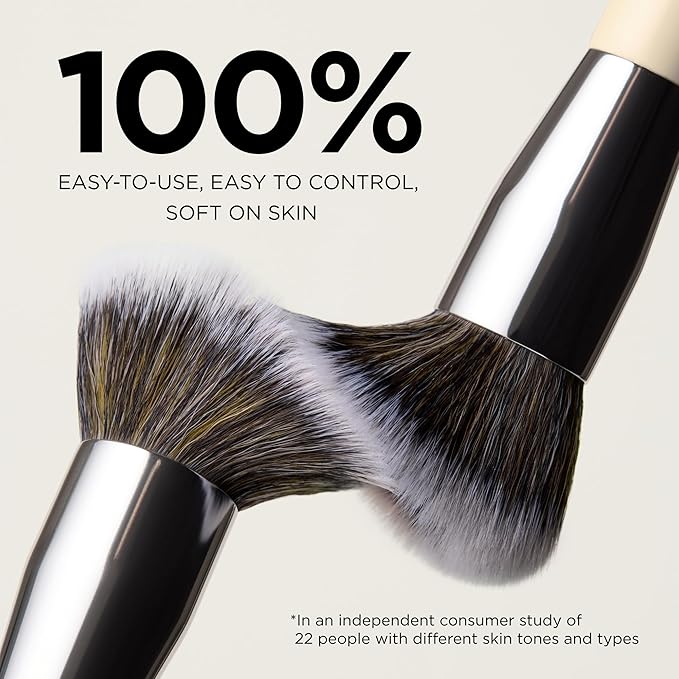 HALEYS Kabuki Makeup Brush – Vegan Foundation Brush for Liquid, Cream & Powder, Seamless Blending Face Brush for Concealer, Blush & Setting Powder, Airbrush Finish, Dermatologist-Tested