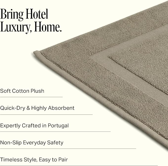 Preston Lane Douro Bath Mat – 100% Cotton, Plush & Absorbent Quick-Dry Bathroom Rug – Hotel-Quality Floor Mat for Shower or Tub, Made in Portugal, Eucalyptus