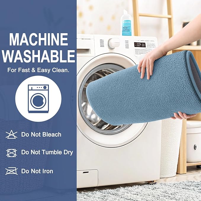 OLANLY Thick Memory Foam Bath Mat Rug 70x24, Extra Soft Absorbent Bathroom Rug, Quick Dry Bath Mats, Non-Slip, Machine Washable Carpet for Bathroom, Tub and Shower, Home Decor Accessories, Airy Blue
