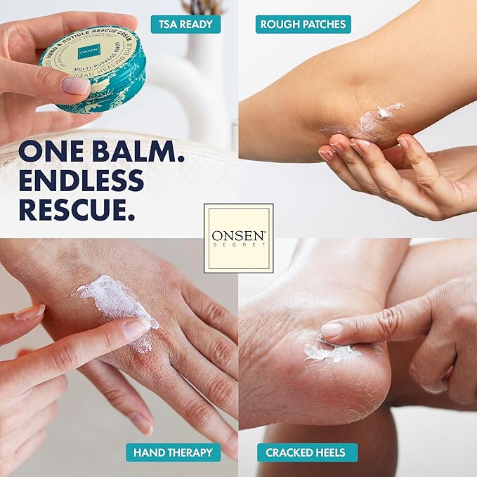 Onsen Secret Essential Nail Reboot Kit with Hand & Cuticle Rescue Cream | Buffer Block, Professional File, Replacement Pads and Repair Cream for Strong, Healthy, Shiny Natural Nails at Home