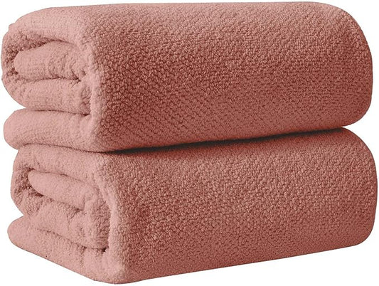 Great Bay Home 100% Cotton Oversized 2 Pack 68x35 Extra Large Towel Set - Absorbent, Quick-Drying, Durable Oversized Bath Sheets for Bathroom Décor (Desert Rose)