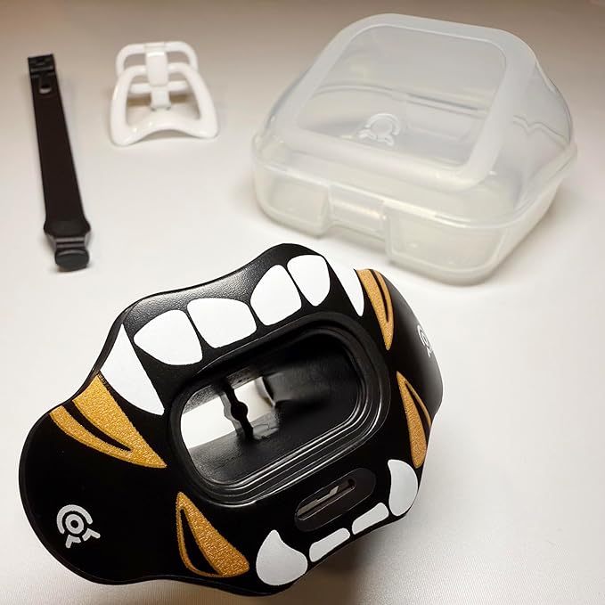 Football Mouth Guard Lip Guard 2-in-1 Transformer Pacifier Football Sports Lip Protector for Adults & Youth USA Flag & Fangs Mouthpiece (Case Included)