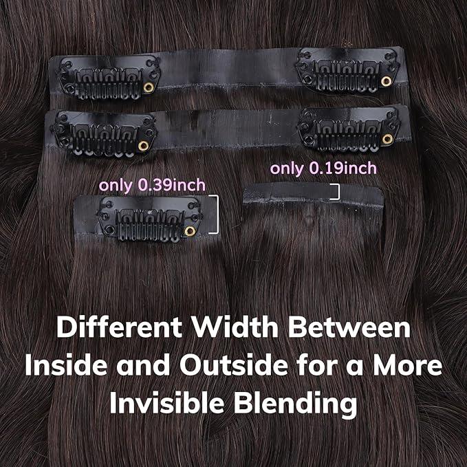 IDN BEAUTY Seamless Clip In Hair Extensions Human Hair Dark Brown Real Remy Virgin Human Hair Seamless Clip Ins For Black Women PU Weft Invisible Edge Thick Soft Hair BW 110g 20 Inches