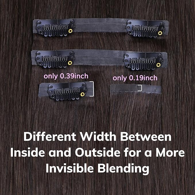IDN BEAUTY Seamless Clip In Hair Extensions Human Hair Dark Brown Real Remy Virgin Human Hair Seamless Clip Ins For Black Women PU Weft Invisible Edge Thick Soft Hair ST 110g 20 Inches