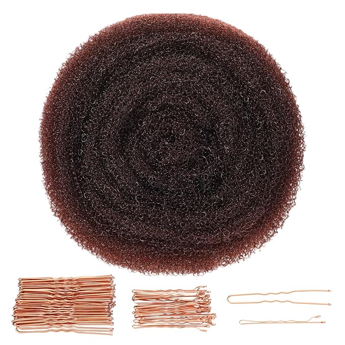 Hairs Sponge for Updo & Volumes Bump Tool, Volume Bumps Insert, Hair Filler for Thin Hairs, Hair Bumps for Volume Insert Tousle Sponge with 70 Bobby Pins Salon Must-Have (Light Coffee Color)