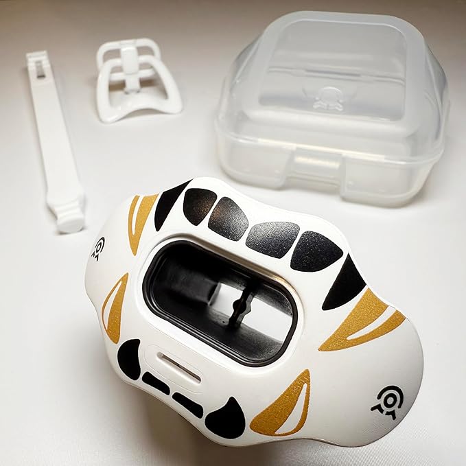 Football Mouth Guard Lip Guard 2-in-1 Transformer Pacifier Football Sports Lip Protector for Adults & Youth USA Flag & Fangs Mouthpiece (Case Included)