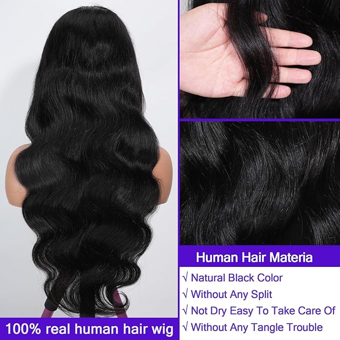 Body Wave Lace Front Wigs Human Hair 200 Density 13x6 HD Lace Frontal Wigs Human Hair Pre Plucked Natural Color 22 Inch