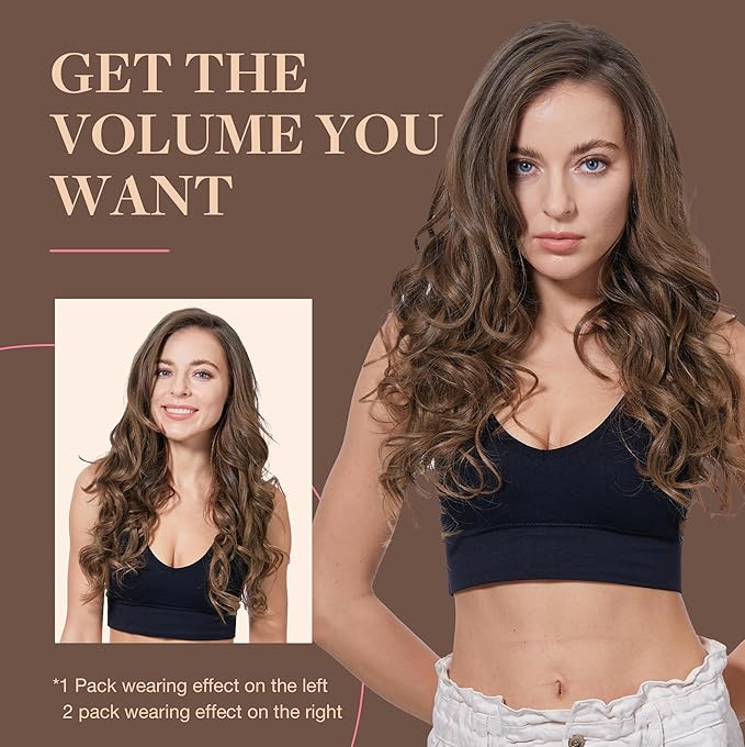 GOO GOO Clip in Hair Extensions Real Human Hair, Remy Human Hair Extensions Clip ins for Women, Natural Human Hair, 16inch 120g 7Pcs, 4A Chocolate Brown