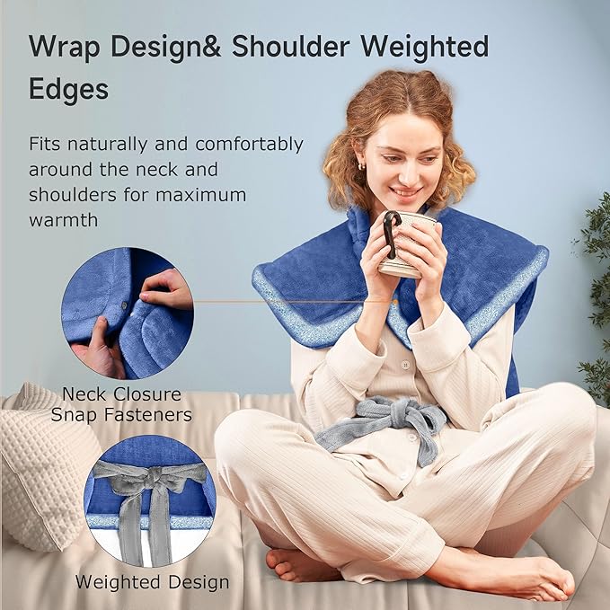 ALLJOY Heating Pad for Back Pain Relief, 24"x33" Weighted Heating Pads for Neck and Shoulder, Christmas Gifts for Women Men, Back Heating Pads Fast-Heating with 10 Heat Settings, 4 Timing Setting