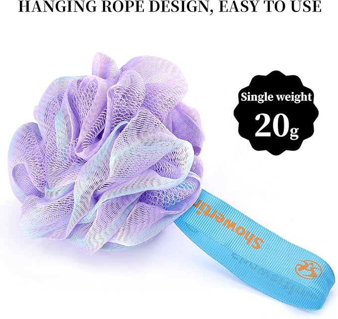 Mini Shower Loofah 20 Pack for Travel Portable Bath Sponge Puff Quick Lather Durable Mesh Gentle Exfoliation for All Ages Small Size Ideal for Home, Gym, or on The Go