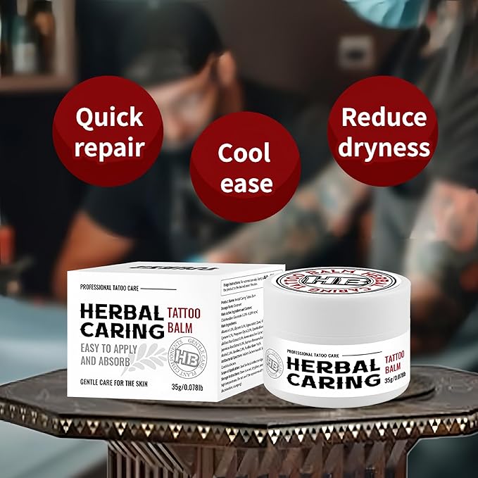 Tattoo Aftercare Balm Herbal Tattoo Healing Cream 35g Fast Absorbing, Non Greasy, Gentle Skin Care Helps Moisturize, Reduce Dryness Support Vibrant Ink Colors
