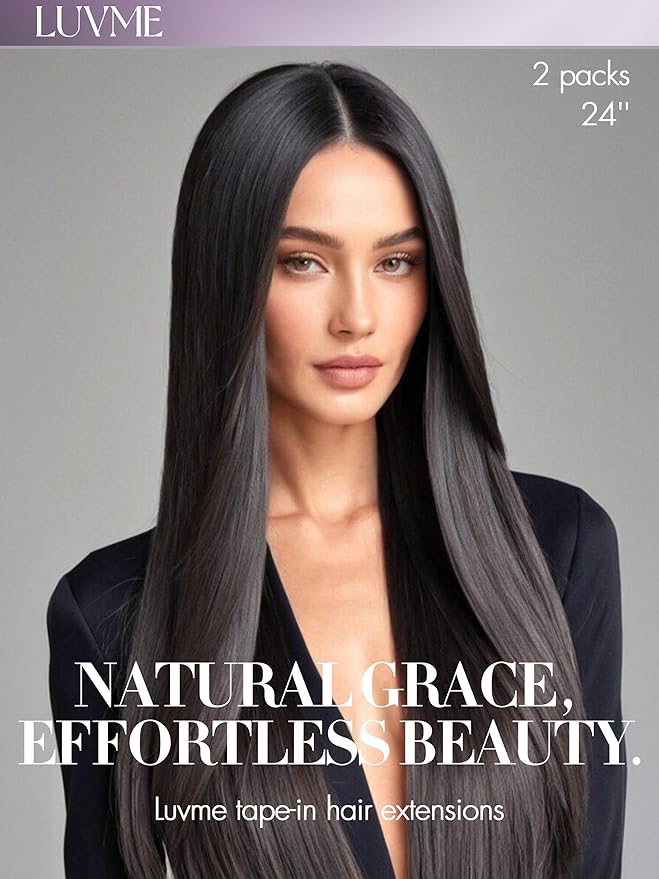 LUVME Invisible Tape in Hair Extensions Human Hair 22 Inch 50g 20pcs Natural Black Straight Double Sided Seamless Tape Extensions