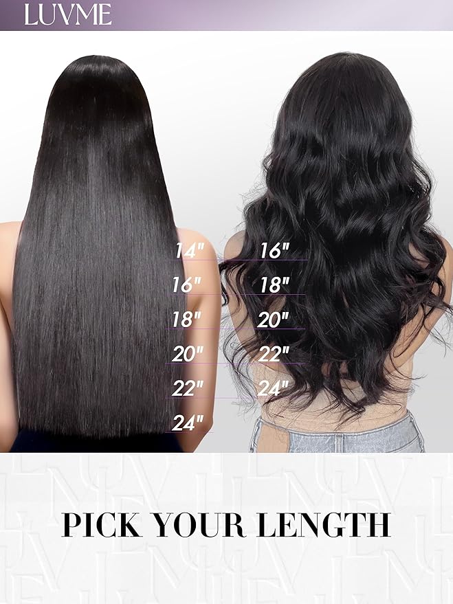 LUVME Invisible Tape in Hair Extensions Human Hair 24 Inch 50g 20pcs Natural Black Straight Double Sided Seamless Tape Extensions