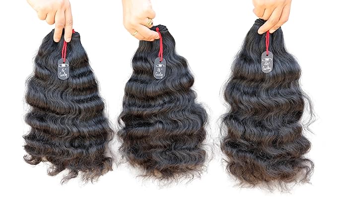 IDM Raw Indian Hair Weft Bundles, Natural Soft Curly, 100% Human Hair (16" 18" 20" 3Bundles Curly)