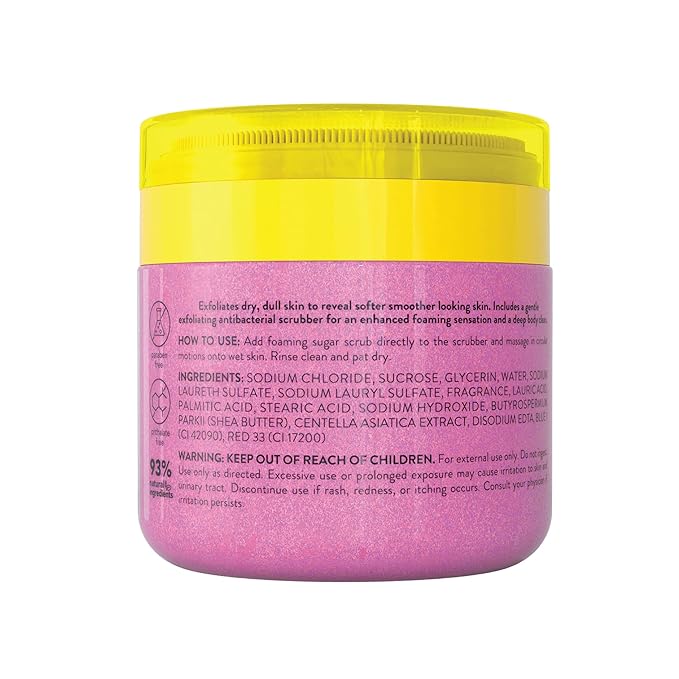 Onyx Professional Foaming Body Scrub With Brush, Amber Escape, 16oz, 2pk - Sugar Scrub Made with Sugar, Shea Butter and Cica, Includes Built-in Scrubber