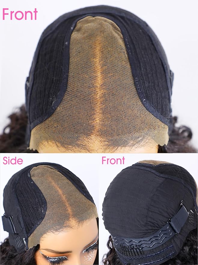 Burmese Curly Wear and Go Glueless Wig Human Hair Curly Texture with Finger Coil Ends Upgrade 9X6 T Part Pre Cut Lace Flip Over Beginner Friendly Wear Go Drawstring Wig 180% Density 28 Inch