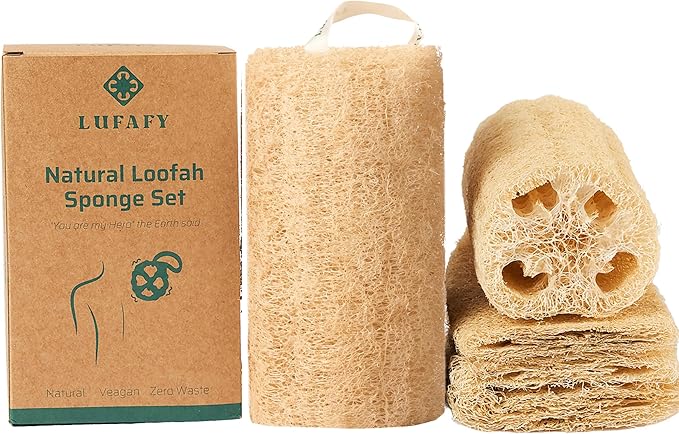5‑Pack (6") Natural Loofah Sponge, Exfoliating Body Scrubber for Shower, Luffa Sponge, Bath & Kitchen – Plant-Based